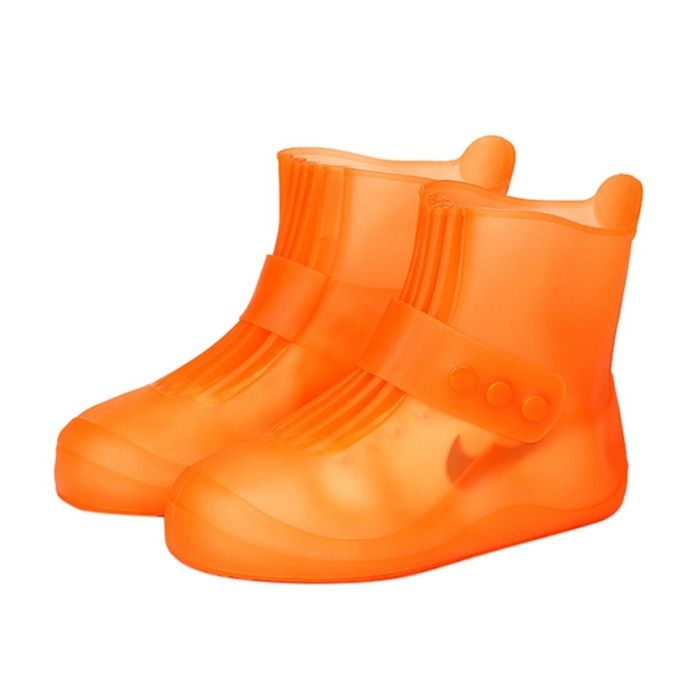 Fashion Integrated PVC Waterproof  Non-slip Shoe Cover With Thickened Soles Size: 30-31(Orange)
