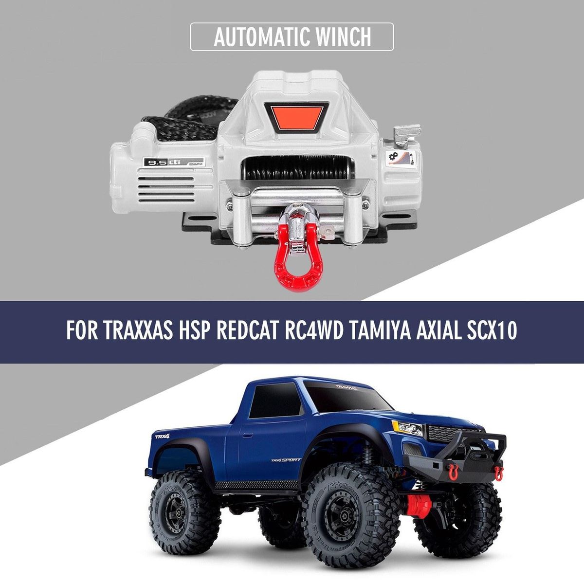 Compatible with 1/10 RC Car Automatic Winch RC Winch Wireless RC Car Decoration Simulated Accessories for Traxxas HSP Redcat RC4WD Tamiya Axial SCX10 D90 HPI RC Crawler