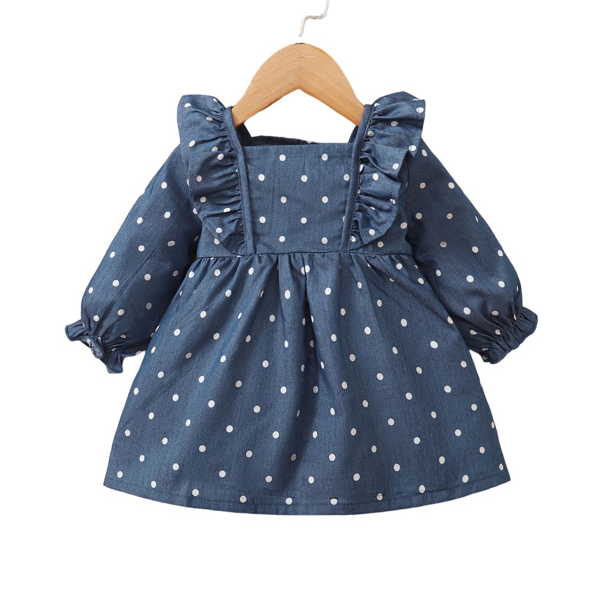 0-2 Years Infant Baby Girl Dress/Ruffle Polka Dots Long Sleeve Dress