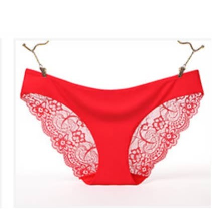 Low Cut Lacy Satin Pant- Red