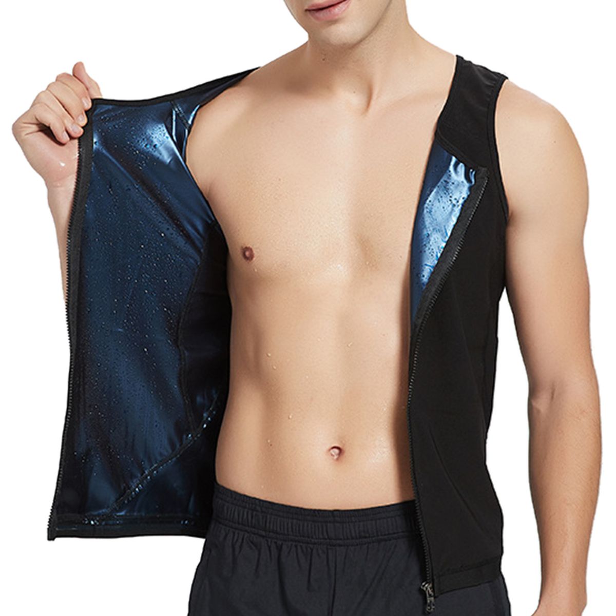 Men Waist Trainer Vest Zipper Workout Vest Body Shaper Suit