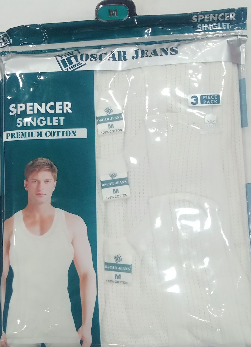 Spencer Premium 3 In 1 Men's White Singlets - M