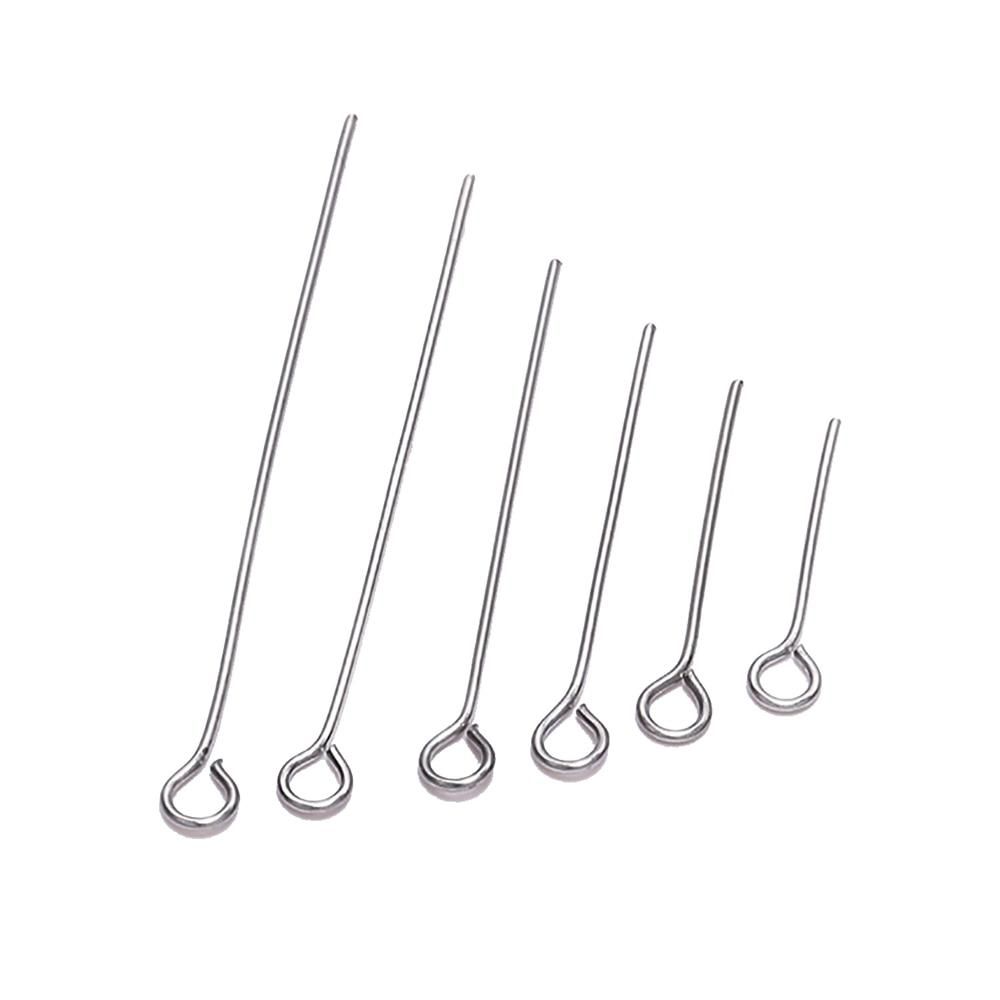 100pcs 20 25 30 35 40 45 50 mm Stainless steel Eye Pins Findings Eye Head Pins For Jewelry Making Supplies DIY Craft Accessories
