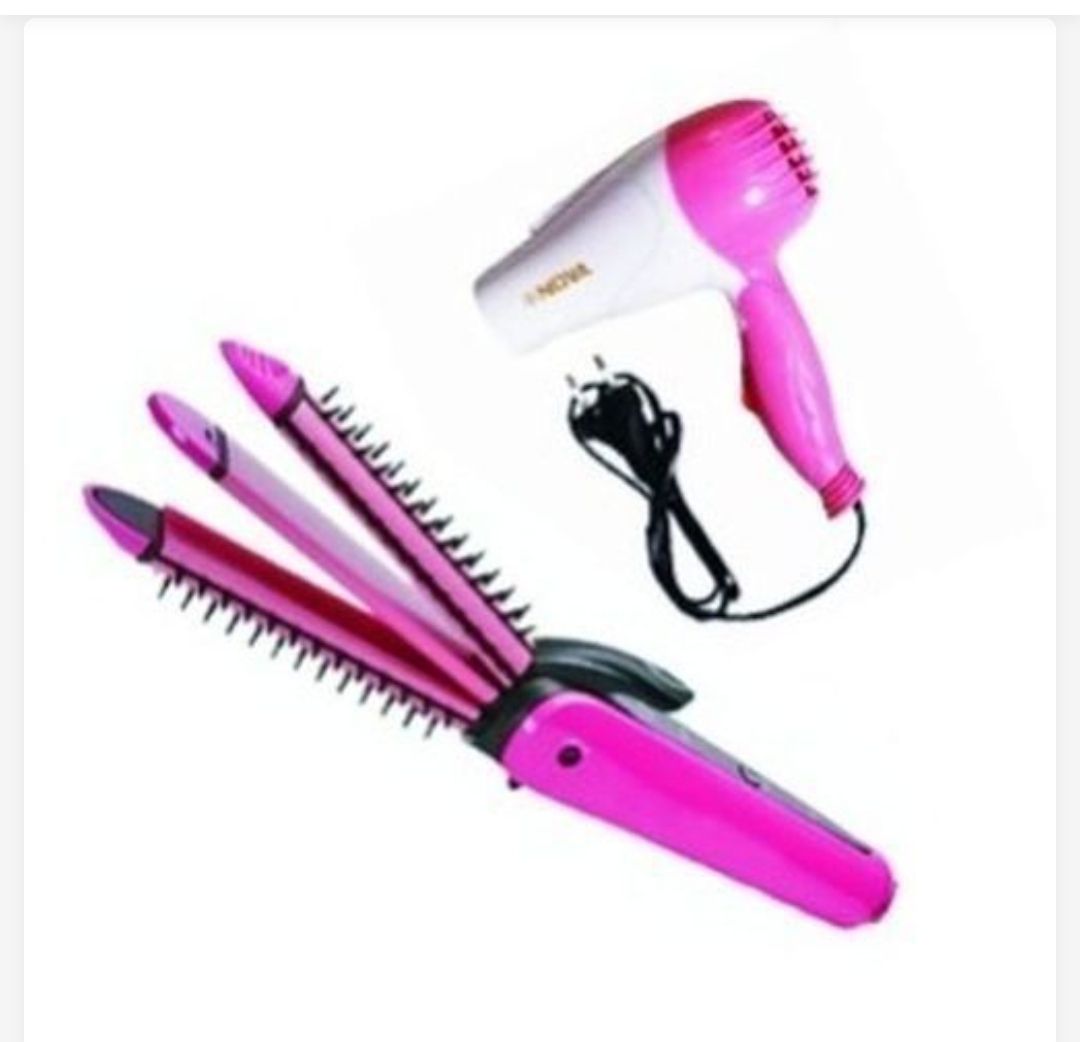 3 In One Hair Straightener And Comb With Hair Dryer- Pink