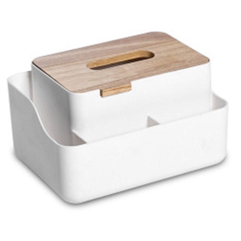 Bamboo Wood Cover Plastic Tissue Box Paper Towel