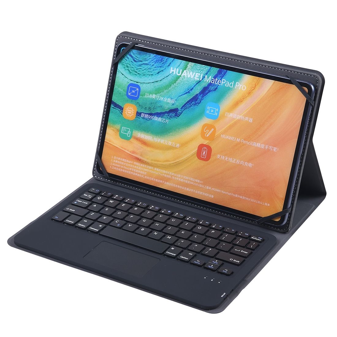 TH10-D For Android & Apple & Windows System 9-10 Inch Universal Detachable Touch Bluetooth Keyboard Protective Case With Stand(Black)