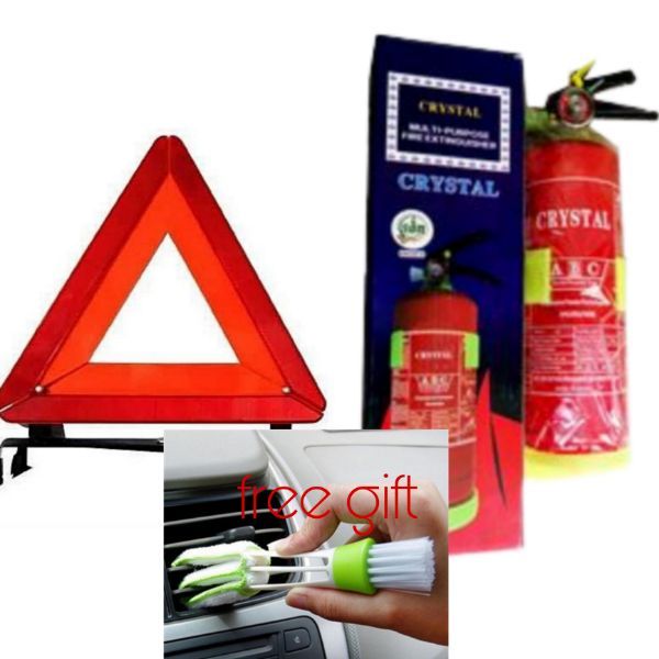 Car Fire Extinguisher 1kg And Caution Triangle