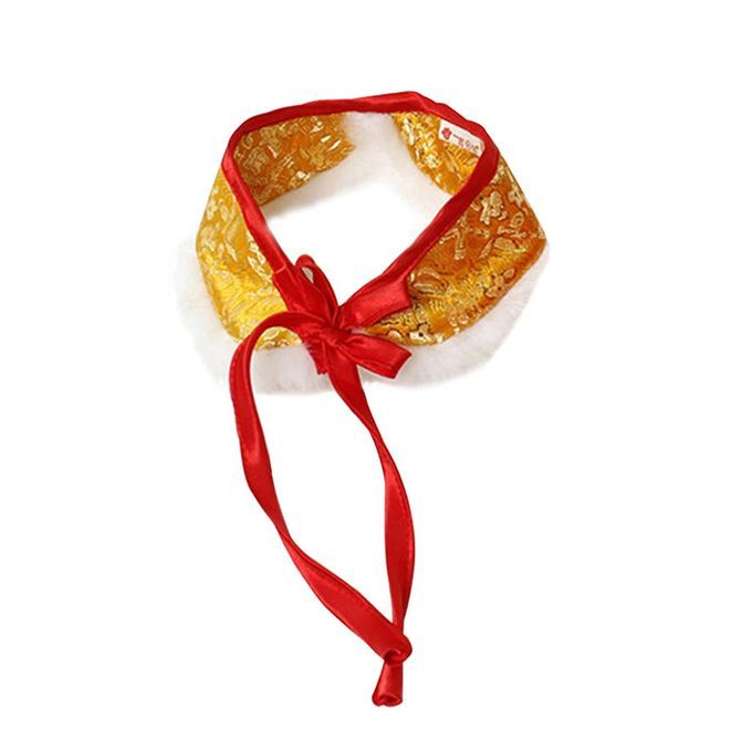 Cute Pet Cloak Shawl Bow Tie New Year Scarf Dress Up Chinese Yellow M