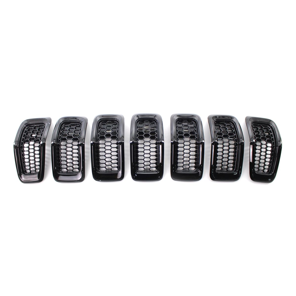 7PCS Grille Covers ABS Painted Glossy Black Replacement For