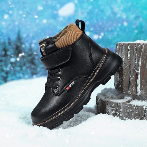 Children's Non-slip Plush Lining Warm Martin Boots Snow Boots-Black