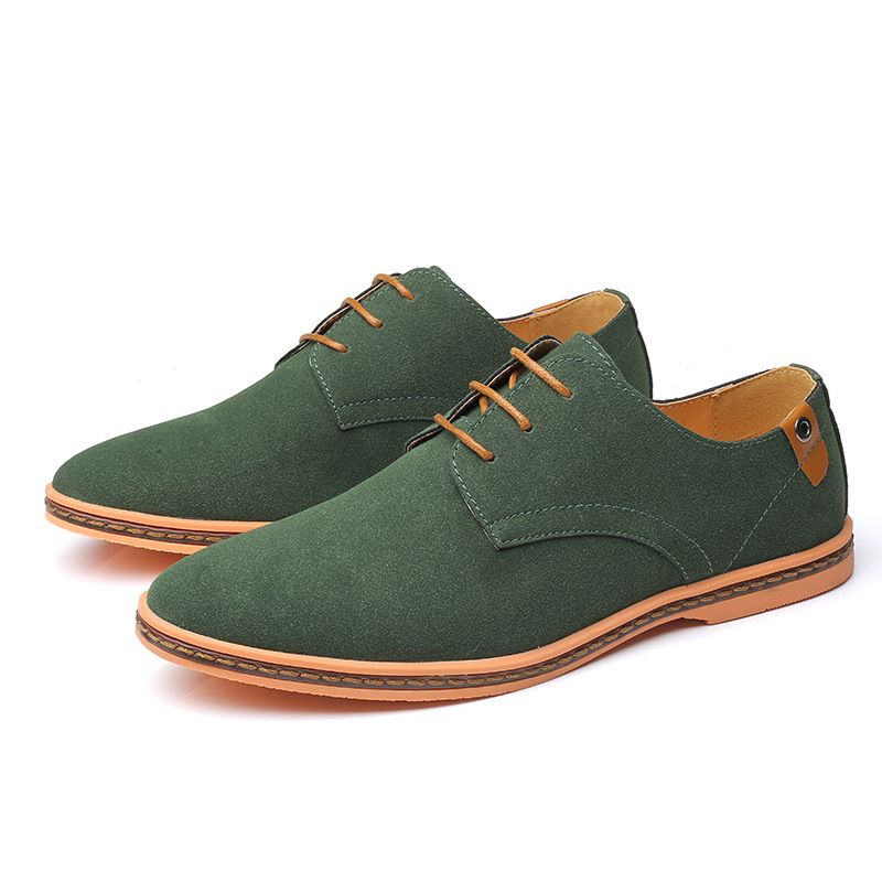 (Green)2022 Spring Suede Leather Men Shoes Oxford Casual Shoes Classic Sneakers Comfortable Footwea