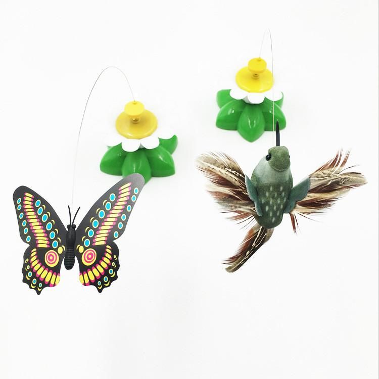 Factory direct selling electric bird around flowers pet toy cat flying butterfly funny cat stick wholesale butterfly bird Butterfly Accessories