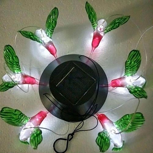 Fashion Wind Chime LED Light Solar Changing Color Hummingbird Hanging Decoration