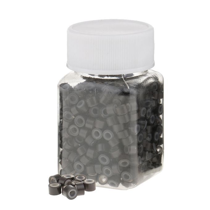 500pcs/Set Silicone Hair Extension Micro Rings Lined Nano Beads Brown