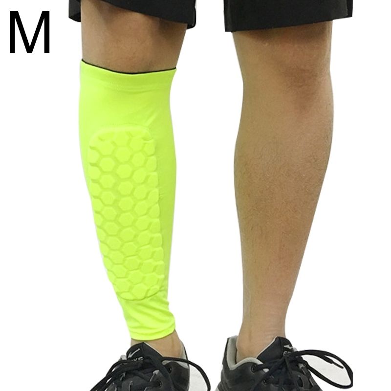 Football Anti-collision Leggings Outdoor Basketball Riding Mountaineering Ankle Protect Calf Socks Gear Protecter(Fluorescent Green Size: M)