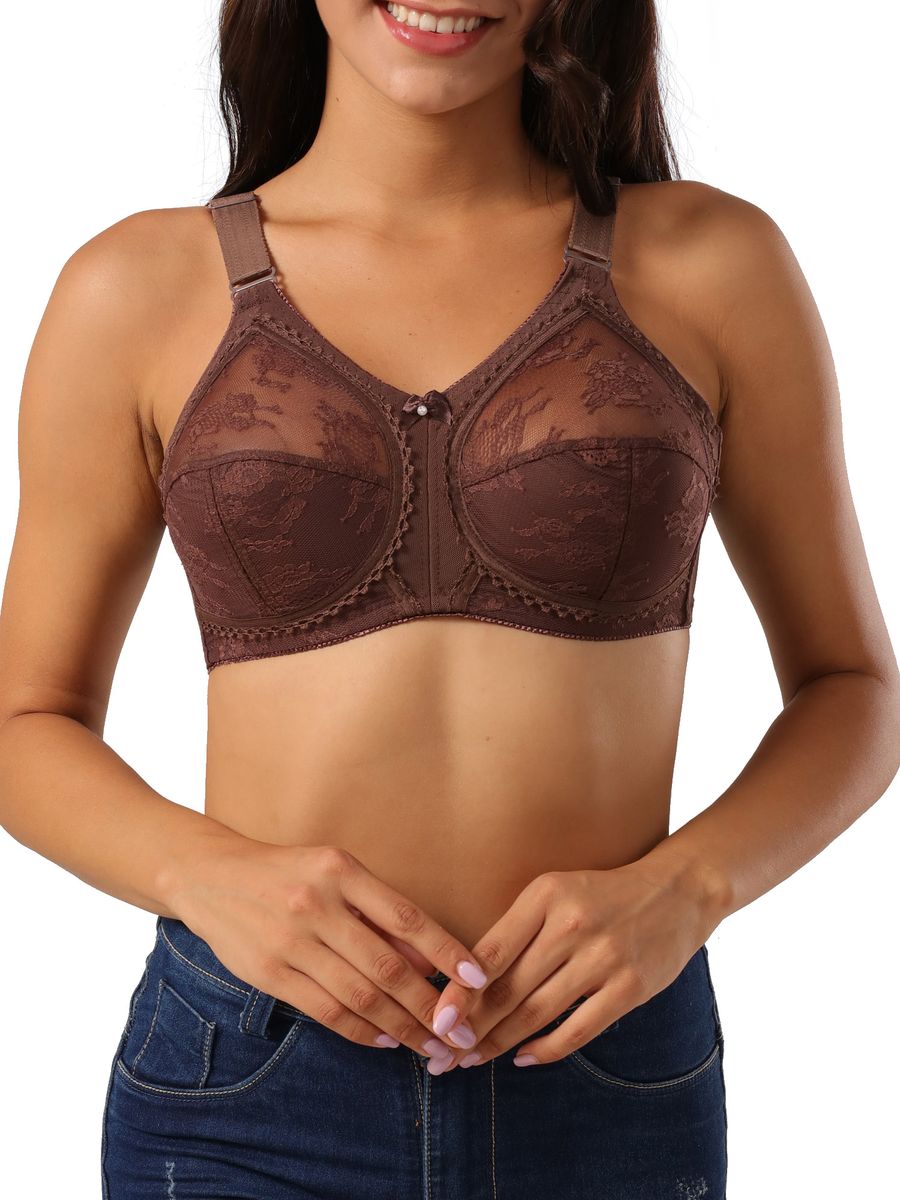 Women Plus Size Bra Full Coverage Wirefree Comfort Lace