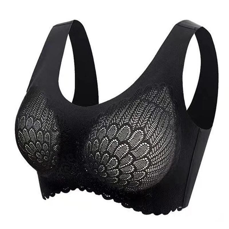 Thailand latex 4.0 underwear bra lace sexy seamless gather no steel ring large size sports bra vest women dark skin tone 4XL