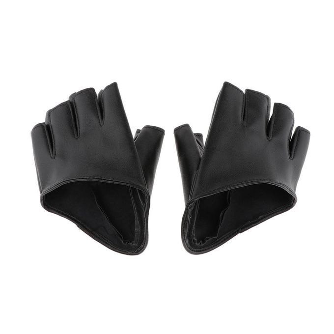 Women PU Leather Half Palm Half Finger  For Pole Dancing Black