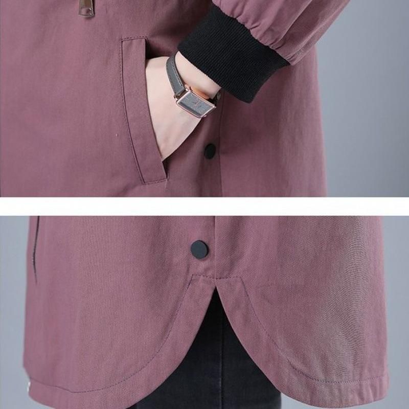 Windbreaker Women's Mid length Loose Korean Version Large Autumn 2020 New Casual Versatile Hooded