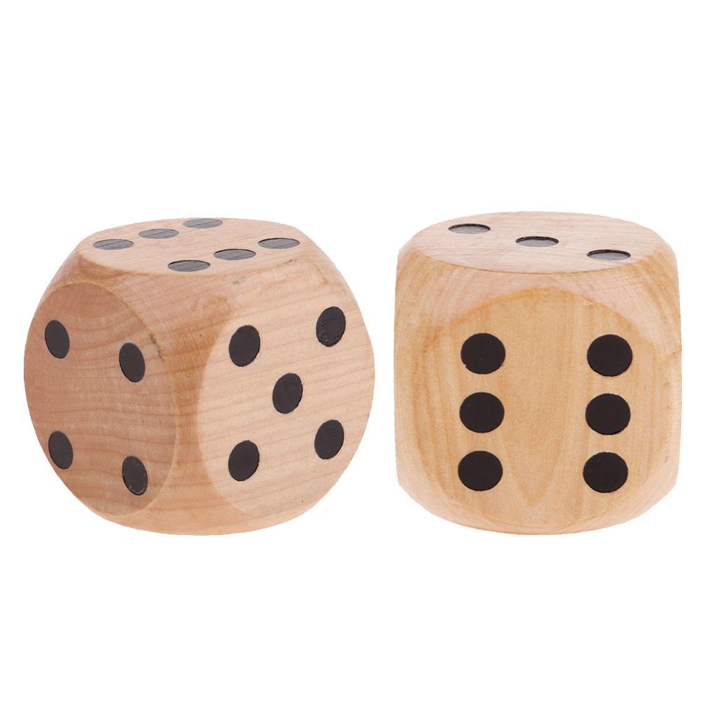 2x Creative Large Wooden D6 Six Sided Dices Set For Dnd Rpg