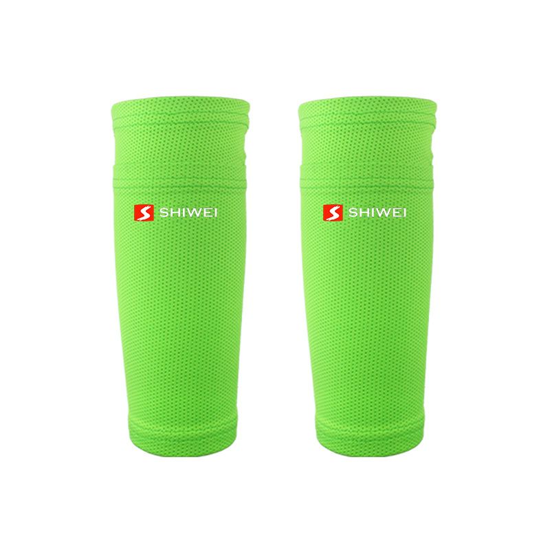 1 Pair Sports Soccer Shin Guard Pad Sleeve Sock Leg Support Football Compression Calf Sleeve Shinguard For Adult Teens Children-Green Shin Sleeve