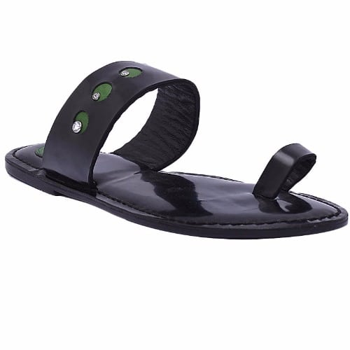 Women's Leather Slippers - Green