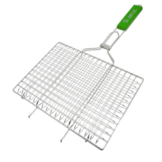 Grilled Fish Net Stainless Steel Foldable Outdoor Barbecue Mesh Clip