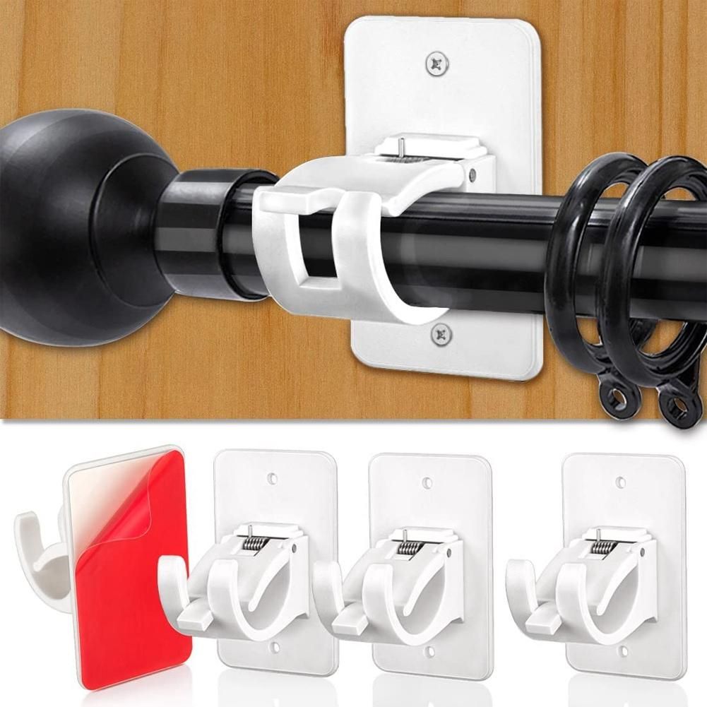 Curtain Rod Bracket Holder 4 PCS, Self Adhesive Crossbar