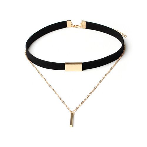 Women's Vintage Gothic Punk Layered Bar Charm Chain-Black