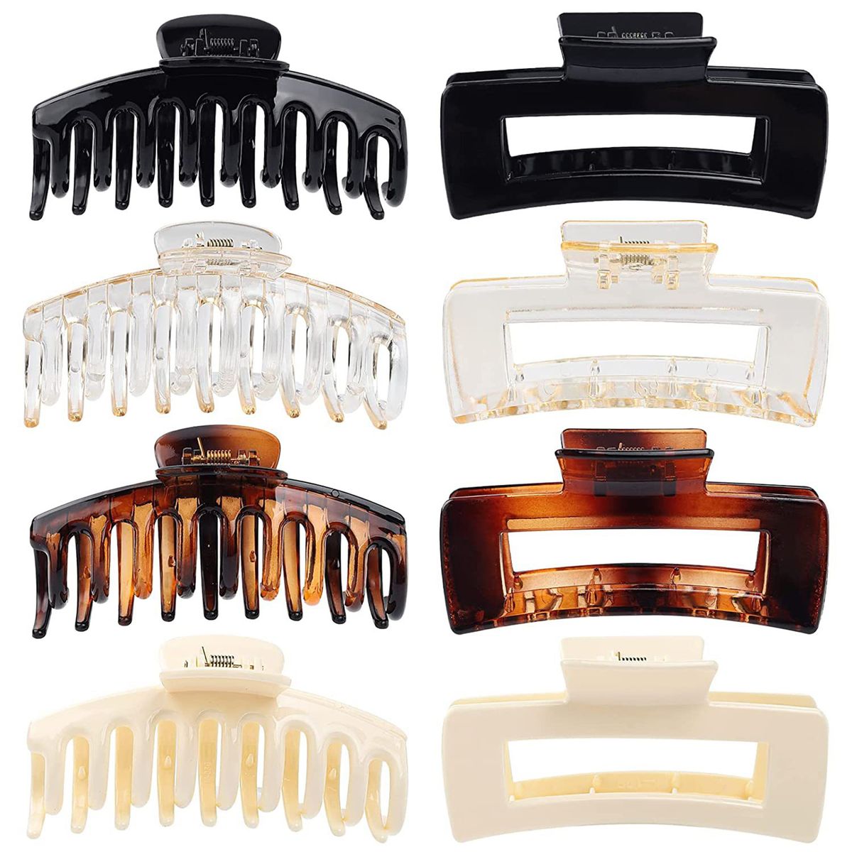 8Pcs Plastic Matte Hair Claws Hair Clips Combination Set - J
