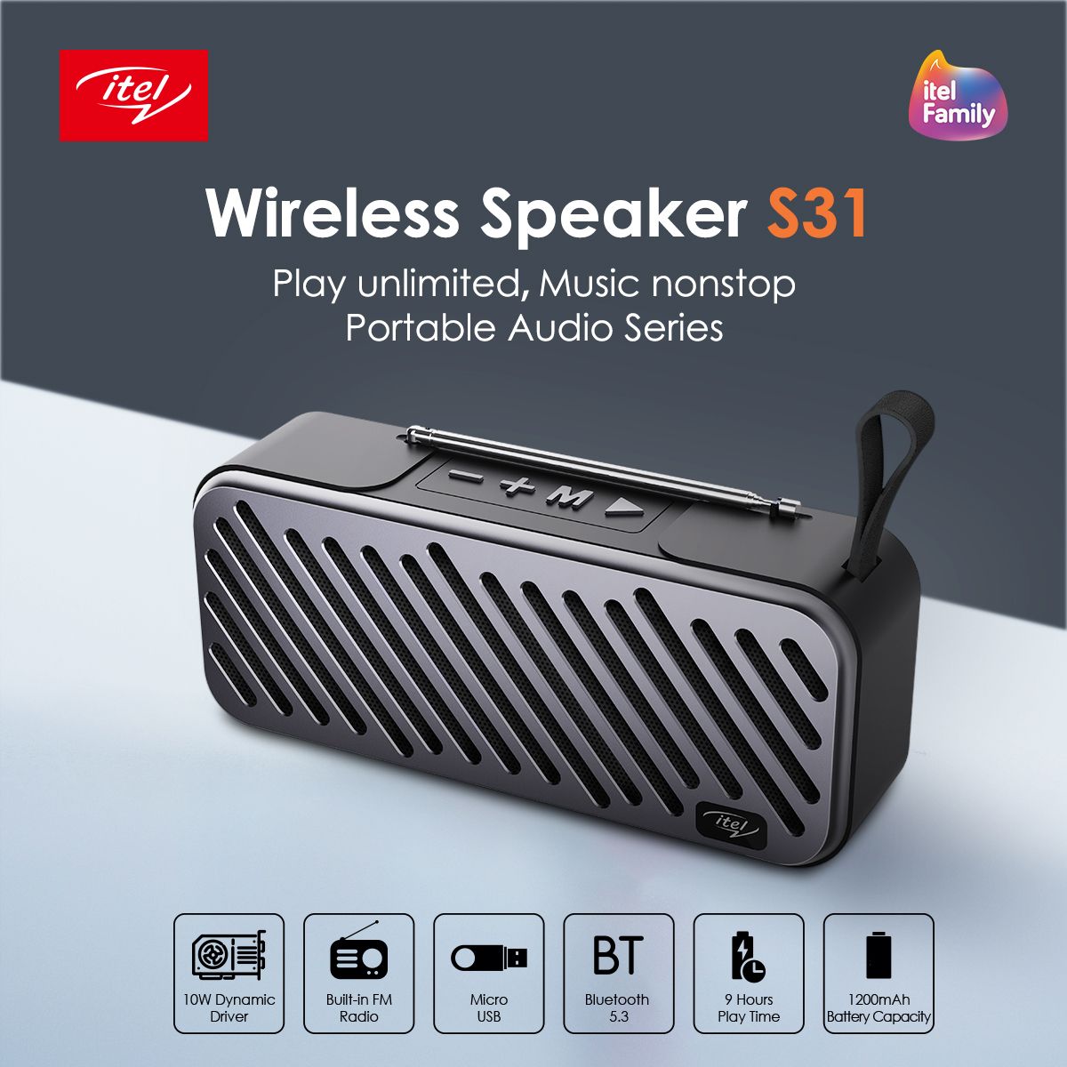S31 Extra Bass Bluetooth, FM, AUX, TF & USB Wireless Speaker
