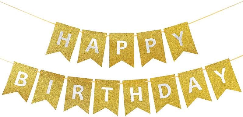 1 Happy Birthday Paper Banner + Twine Rope 