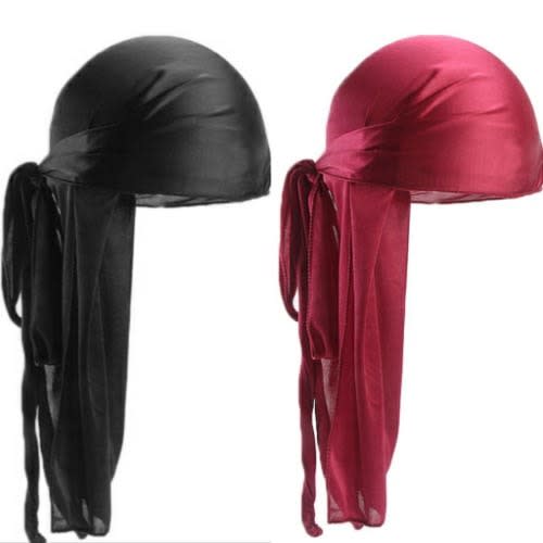 2 In 1 Silky Durag -Black And Wine