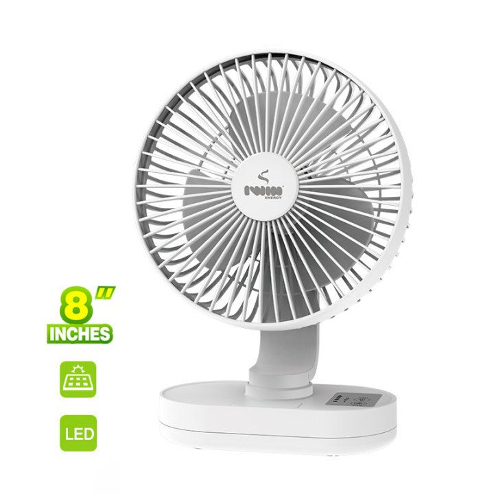 Rechargeable Table Fan 8inches + Led Light 3000mah Battery