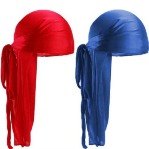 2 In 1 Silk Durag - Red And Blue