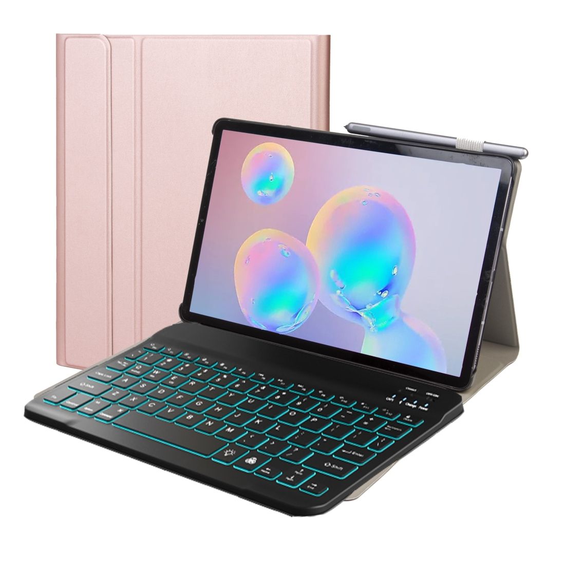 ST500 For Samsung Galaxy Tab A7 T500/T505 10.4 Inch 2020 Ultra-thin Detachable Bluetooth Keyboard Leather Case With Stand & Sleep Function & Backlight(Rose Gold)