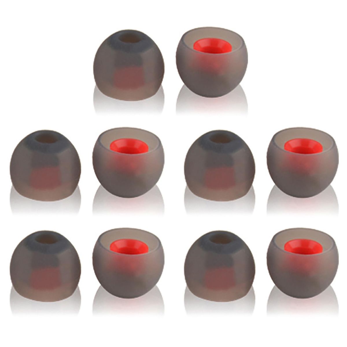 5 Pairs Soft Silicone Soundproof In-ear Ear Caps-Grey + Red