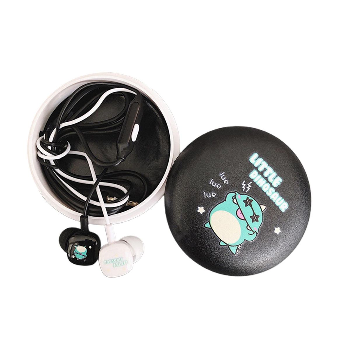 Universal Cute Cartoon Earbuds Bass In-Ear Wired Mic-Black