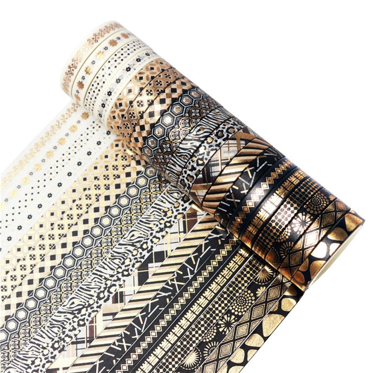20 Rolls Slim Gold Foil Washi Tape Set Decorative Washi