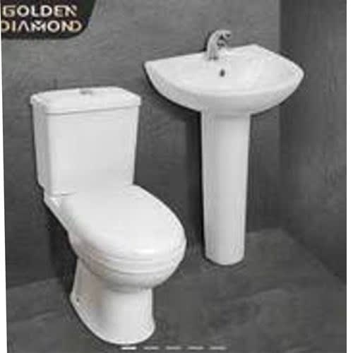Golden Diamon - Toilet Seat & Wash Hand Basin And Hand Roll Holder