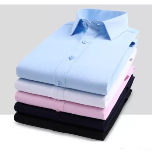 5pcs Pure Corporate Longsleeve Shirts- Black Navy Blue Pink White Sky Blue