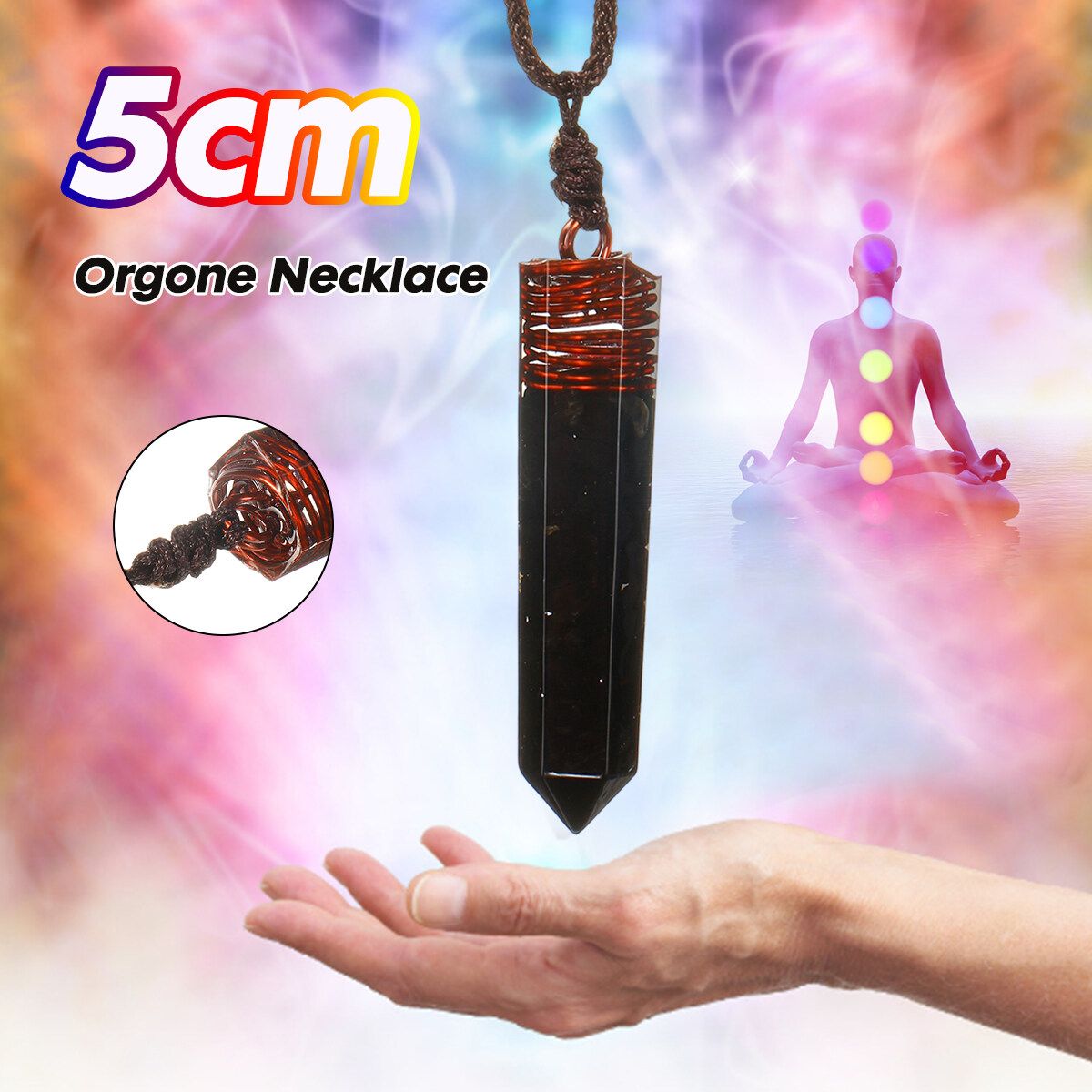 Black Orgone Pendant Crystal Natural Garnet Orgone Necklace With Rope