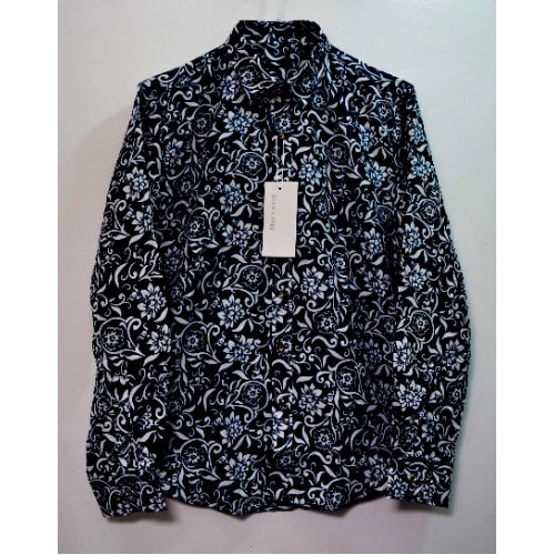 Floral Men's Formal Long Sleeve Shirts - Black