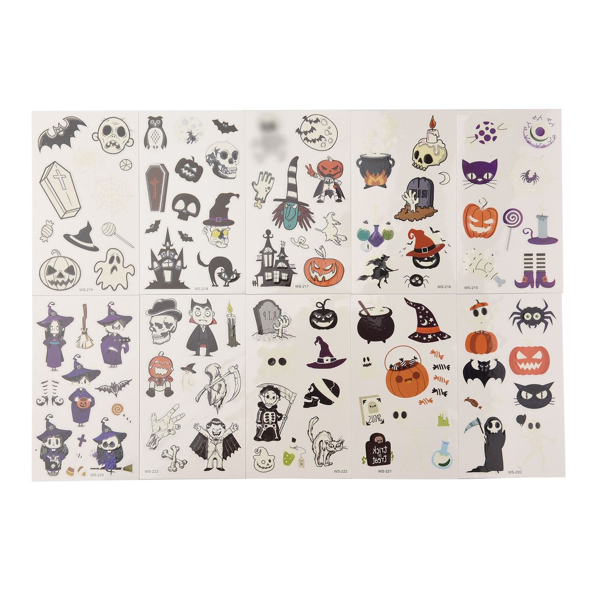 Halloween Tattoos Luminous Stickers For Children 10 Sheets