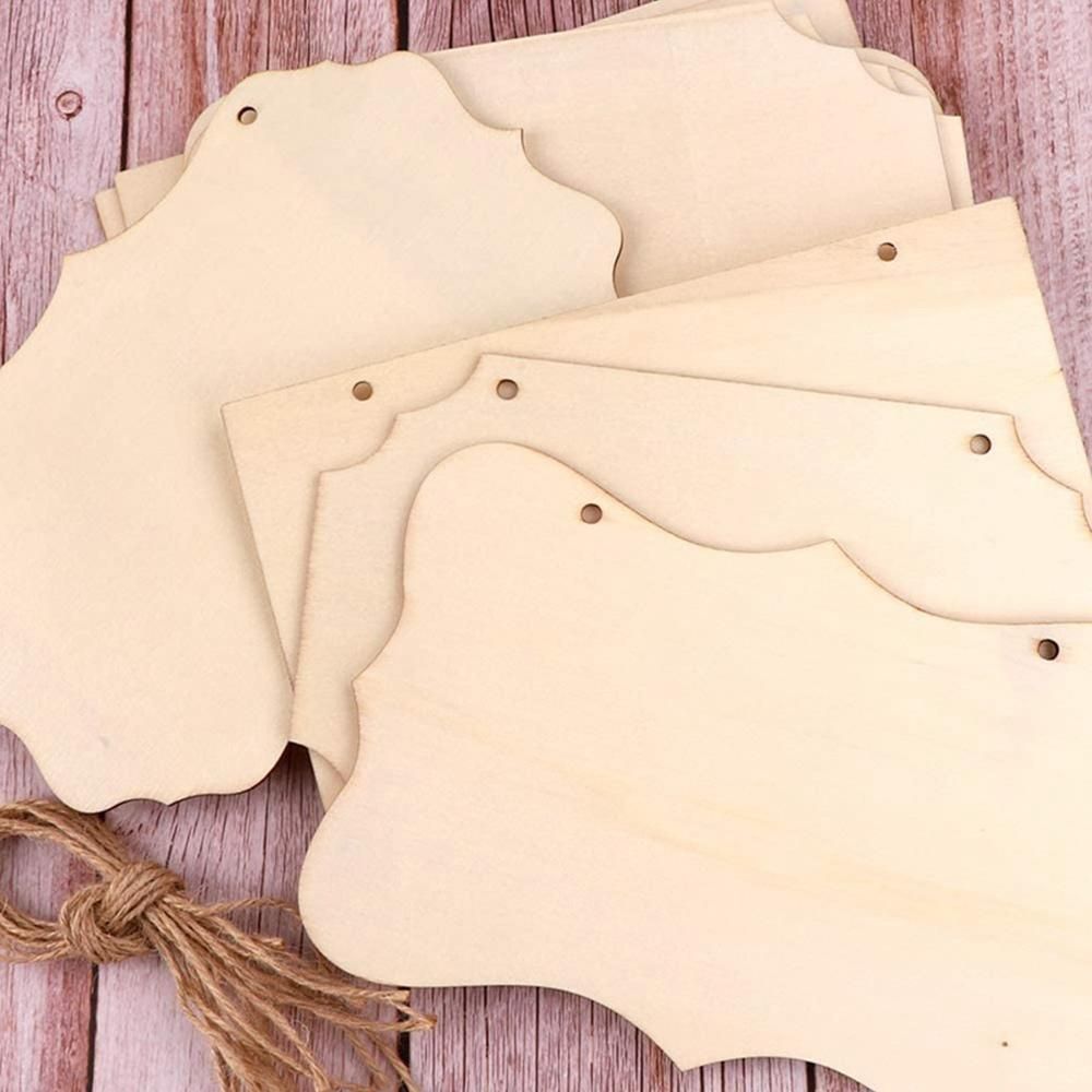 12Pcs Unfinished Wooden Hanging Sign Wood Blank Plaque