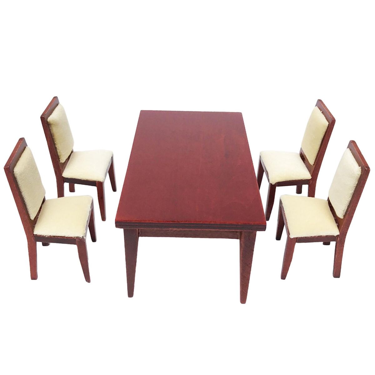 5Pcs 1/12 Dollhouse Miniature Dining Table and Chair Wooden