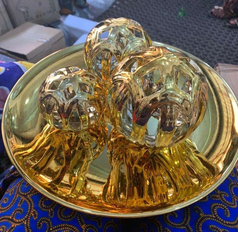 Center Table Decorative  Tray With  Shining Balls