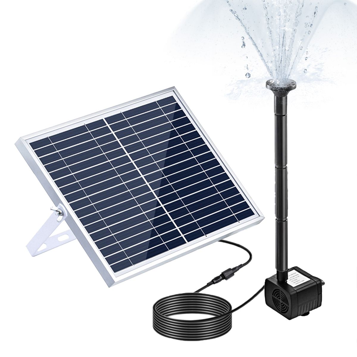 10W Solar Fountain Pump With Large Solar Panel 3 Nozzles