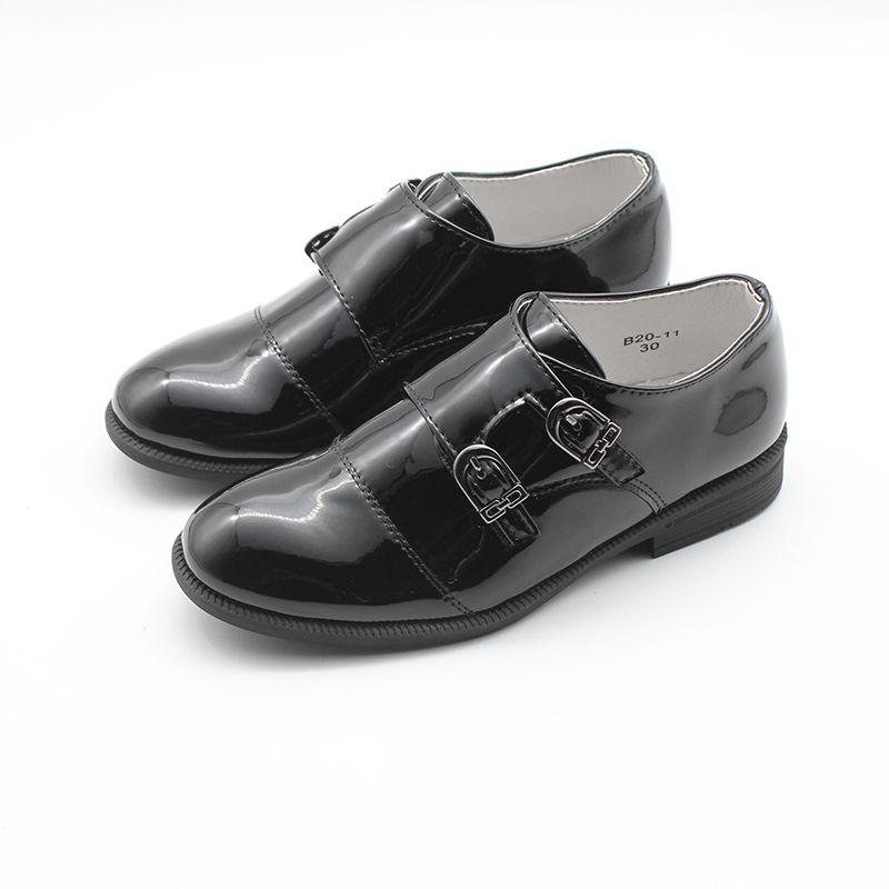 Boys Slip On Monk Strap School Uniform Formal Black Shoes