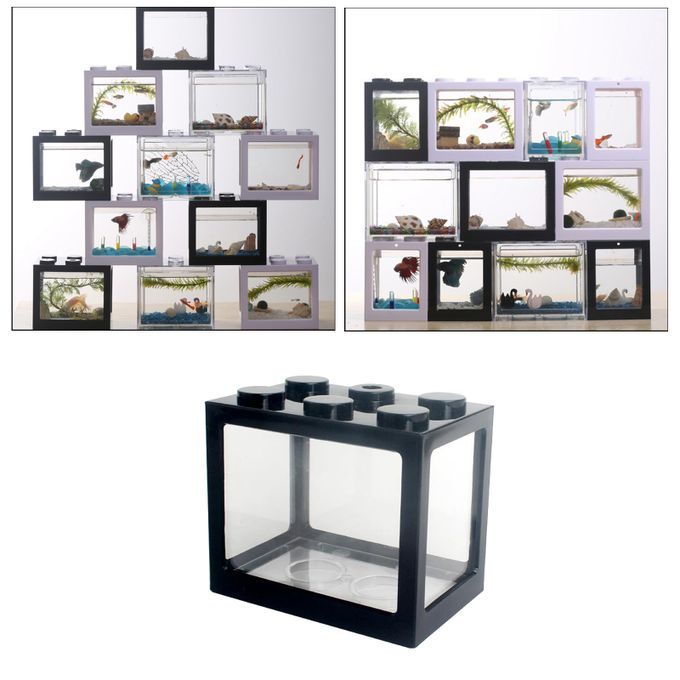 Mini Clear Goldfish Fish Tank Ornament Aquarium Office Home Black